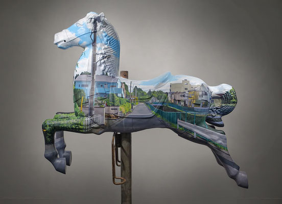 INVISIBLE / acrylics on Old merry-go-round horse / 140×110×40cm (without the base) / 2015