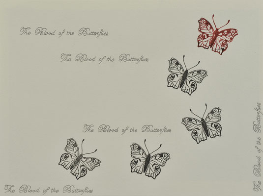 The Blood of the Butteries 1 / blood ink and pencil on carton / 20×30 cm / 2012