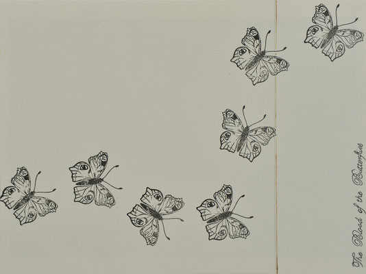 The Blood of the Butteries 6 / blood ink and pencil on carton / 20×30 cm / 2012