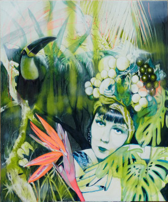 Junglelady III   120 cm x 100 cm   Eitempera, Acryl,  Öl auf Leinwand