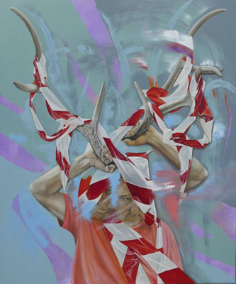 Der Gehörnte (the horned one)   120 cm x 100 cm   Öl auf Leinwand
