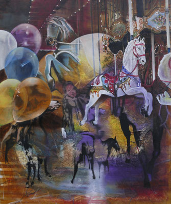 Carousel   120 cm x 100 cm   Lack, Acryl, Öl auf Leinwand