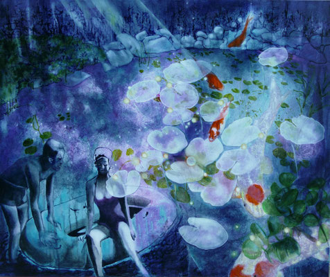 Am See ...  100 cm x 120 cm  Eitempera, Öl auf Leinwand