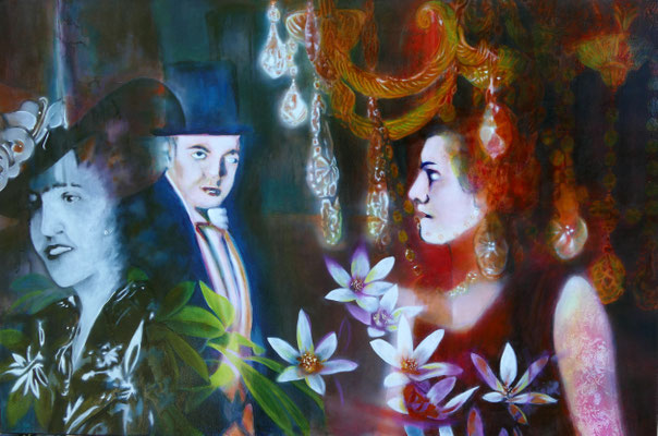 Zwischen den Stühlen   70 cm x 130 cm   Eitempera, Öl auf Leinwand