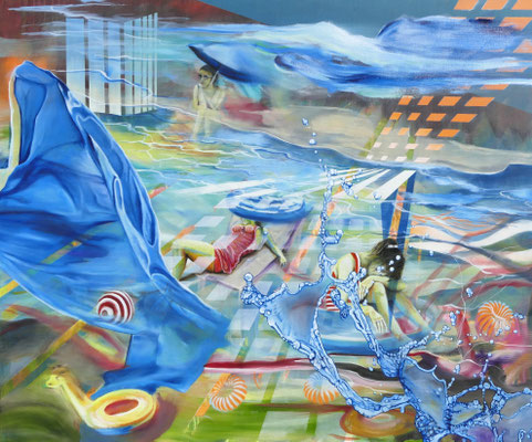 Splash   100 cm x 120 cm   Acryl, Spray, Öl auf Leinwand