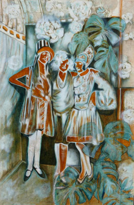 Junglelady II   120 cm x 100 cm   Eitempera, Öl auf Leinwand