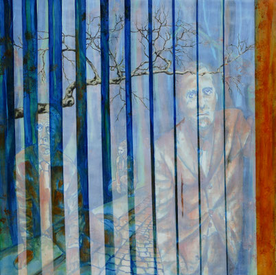 Verirrt   100 cm x 100 cm   Eitempera, Öl auf Leinwand