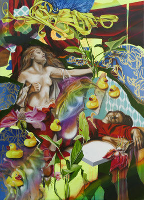 Traum & Schaum   140 cm x 100 cm   Acryl, Blattgold 24 Karat, Öl auf Leinwand