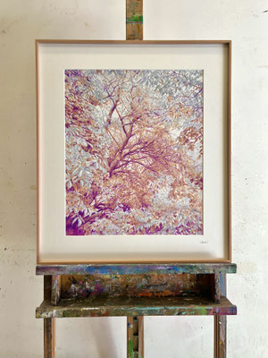 “Purple, Payne, Earth”.  48 x 40 cm. / 63 x 55 cm. framed . Colored pencils on paper glued to aluminium dibond. Sold, private collection.