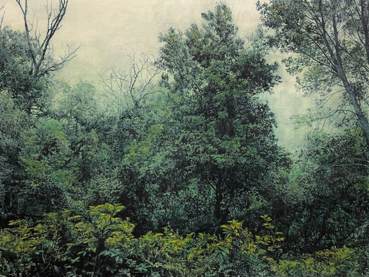 "Azul Indigo y Verde O/L" Oil on linen. 140 x 105 cm.