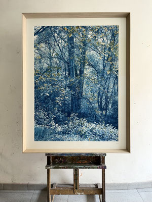 "Azul Prusia Y Ocre". 107 x 78 cm./ 125,5 x 96,5 cm framed. Color pencils on paper glued to aluminium dibond.Sold, private collection.