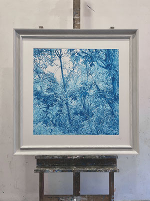 "Ice Blue". 60 x 60 cm./ 86 x 86 cm. framed. Colored pencil on paper glued to aluminum dibond.