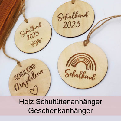 Holz Schultütenanhänger Geschenkanhänger Schulkind personalisiert