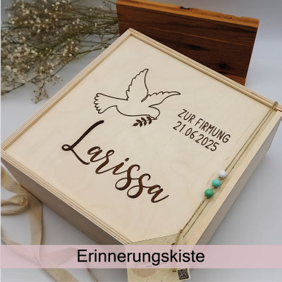 Erinnerungskiste Firmung Erstkommunion Name Datum zauberhaft Holz.Perle.Kind.
