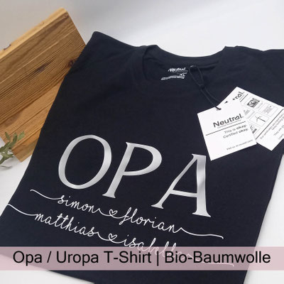 personalisiertes Opa T-Shirt Uropa T-Shirt Urenkel Enkel Kindernamen bei zauberhaft Holz.Perle.Kind.