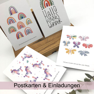 Postkarten & Einladungen bei zauberhaft Holz.Perle.Kind.