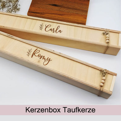 personalisierte Holz Kerzenbox für die Taufkerze Taufe Erstkommunion 