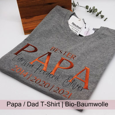 personalisiertes bester Papa T-Shirt Dad T-Shirt Kindernamen bei zauberhaft Holz.Perle.Kind.