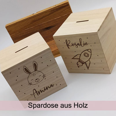 Holz Spardose personalisiert mit Name