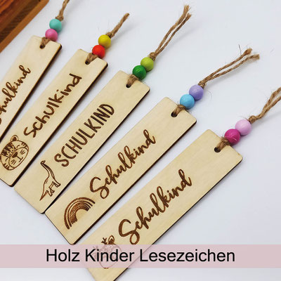 Holz Kinder Lesezeichen personalisiert mit Name bei zauberhaft Holz.Perle.Kind.