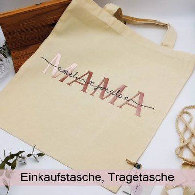 Einkaufstasche, Tragetasche, Mama-Tasche personalisiert aus Bio-Baumwolle