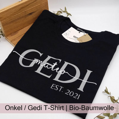 personalisiertes Gedi T-Shirt Onkel T-Shirt Paten Kindernamen bei zauberhaft Holz.Perle.Kind.