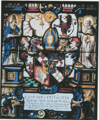 Scheibe von Edmund Schnyder, Abt von St. Urban