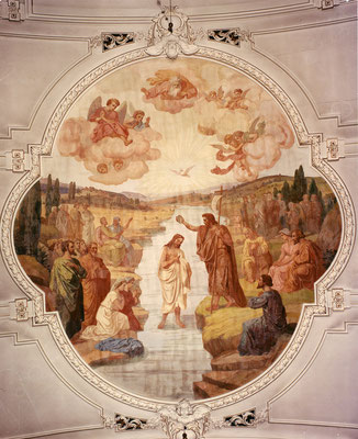 Die Taufe von Jesus durch Johannes den Täufer: Bild im Gewölbe 1919-1970. ©Denkmalpflege AG.