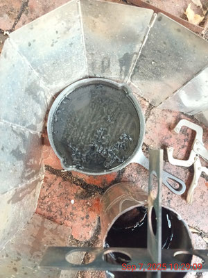 100% biochar recovery after the first burn. The 8" cast iron skillet worked great with an adequate quench water volume
