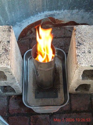A large and consistent flame and flame cap during the 50 minute burn