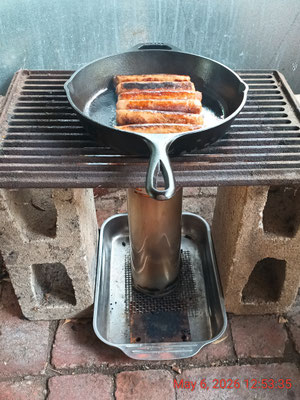 20m BBQ sausage burn time. Charred to taste