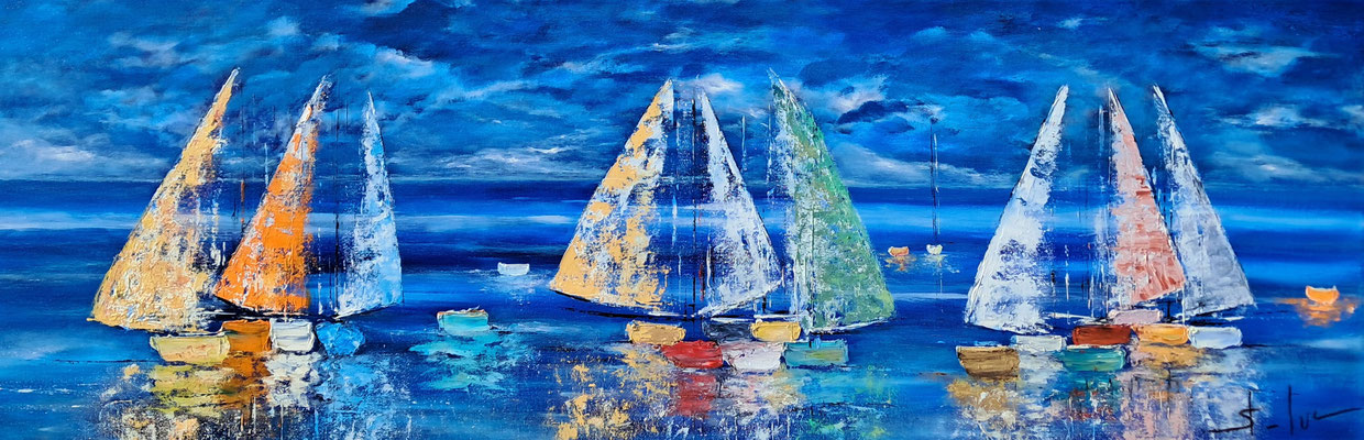 Les Ombres de la Nuit 4 - Huile sur toile - Format 40 x 120 cm - Disponible