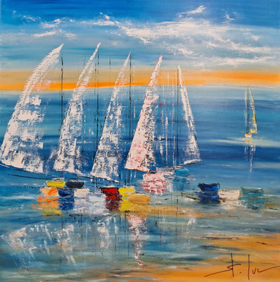Les Jours Heureux 2 - Huile sur toile - Format 80 x 80 cm - Disponible
