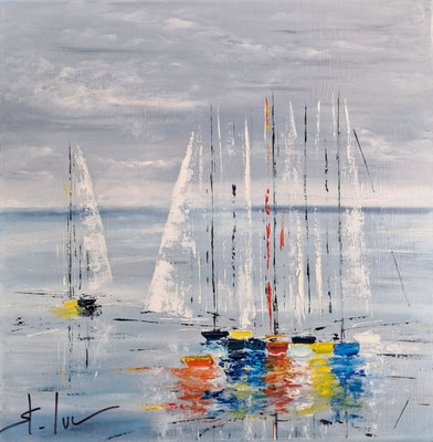 Les Vents Turquoise 15 - Huile sur toile - 50 x 50 cm
