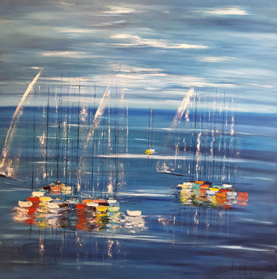 Rêve Bleu 3 - Huile sur toile - Format 120 x 120 cm - Disponible
