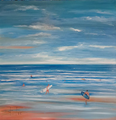 Monta Beach - Huile sur toile - 60 x 60 cm