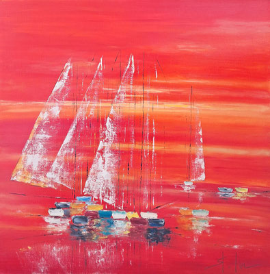 Ciel de Feu 3 - Huile sur toile - Format 80 x 80 cm - Disponible