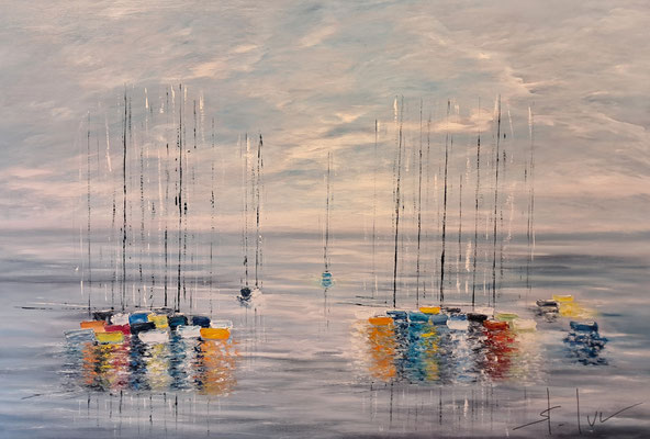 Symphonie de Nuages - Huile sur toile - Format 150 x 100 cm - Disponible