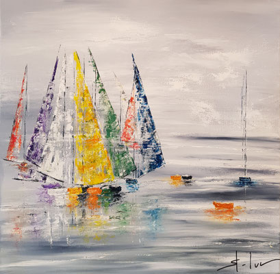 L'échappée Belle 5 - Huile sur toile - 60 x 60 cm