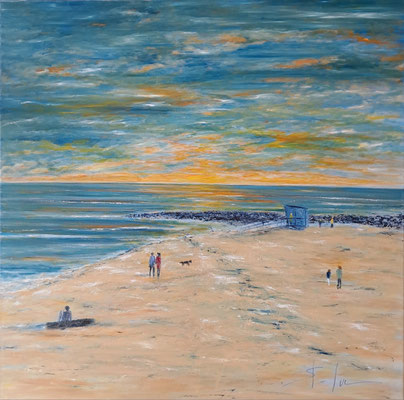 Mélodie en Bleu (Océan) - Huile sur toile - 100 x 100 cm