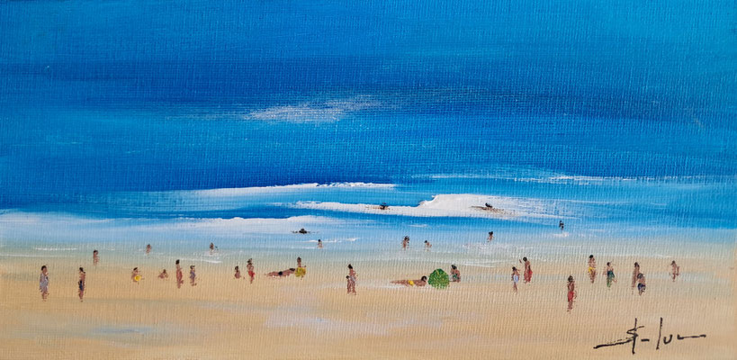 Océan - 115726 - Huile sur carton entoilé 12,5 x 25 cm