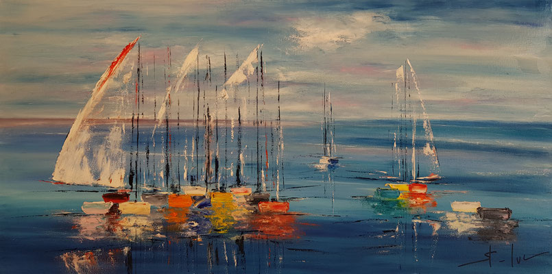 Un Matin Rose 4 - Huile sur toile - Format 100 x 50 cm - Disponible