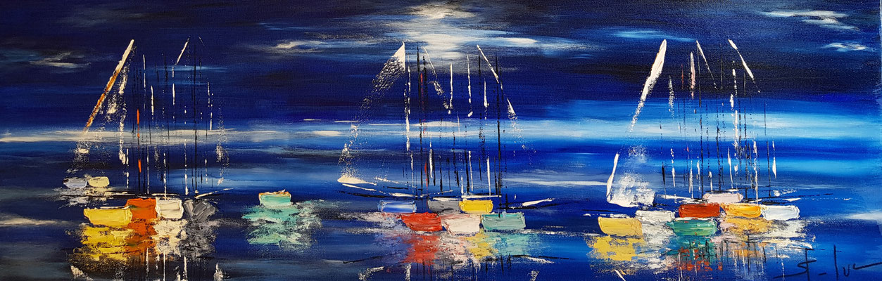 Les Ombres de la Nuit 4 - Huile sur toile - Format 40 x 120 cm - Disponible