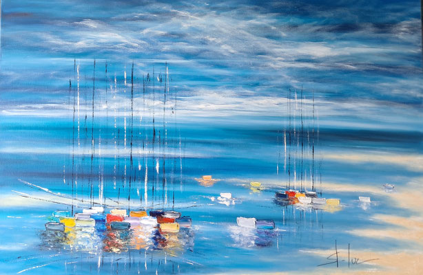 Week-End en Liberté 4 - Huile sur toile - 80 x 120 cm