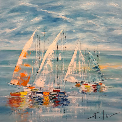 Douceur d'Aquarelle 3 - Huile sur toile - 60 x 60 cm