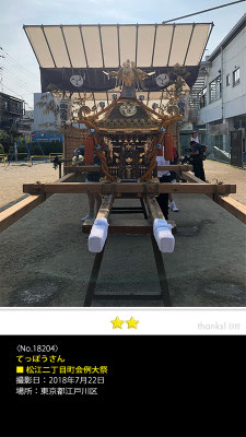 てっぽうさん：松江二丁目町会例大祭, 2018年7月22日, 東京都江戸川区
