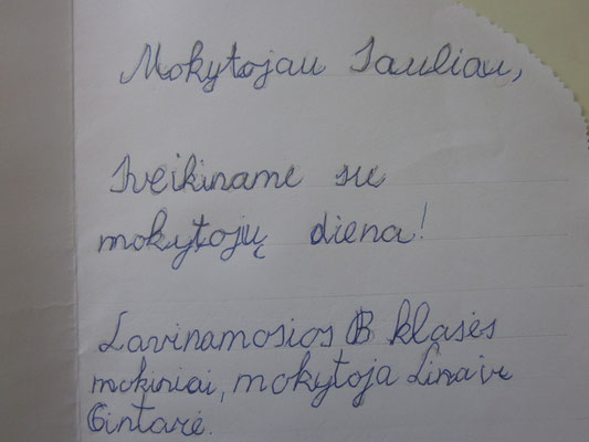 Dovydo rašytas atvirukas.