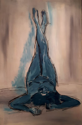 relaxing Blue, 60 x 90, Acrylund Graphit auf Leinwand