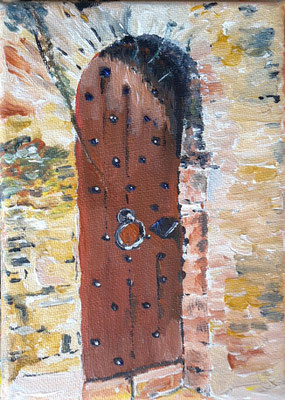 Tor im Braunfelser Schloss, 13 x 18, Acryl auf Leinwand