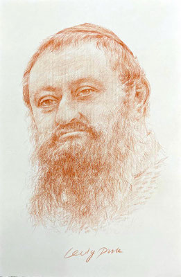 Portrait in Rötel, Portraitzeichnung des Gelehrten in Rötel 